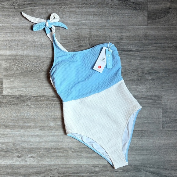 NEW Cupshe blue and white one shoulder one piece swimsuit - Picture 3 of 8